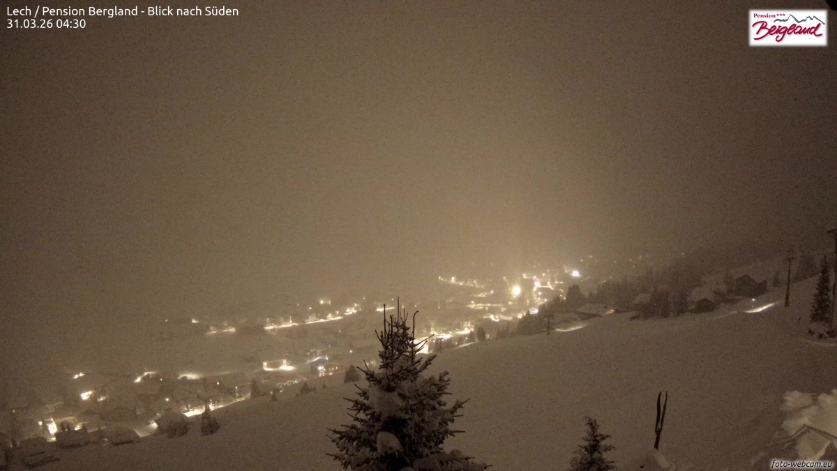 Archived image Webcam Lech am Arlberg - Guesthouse Bergland