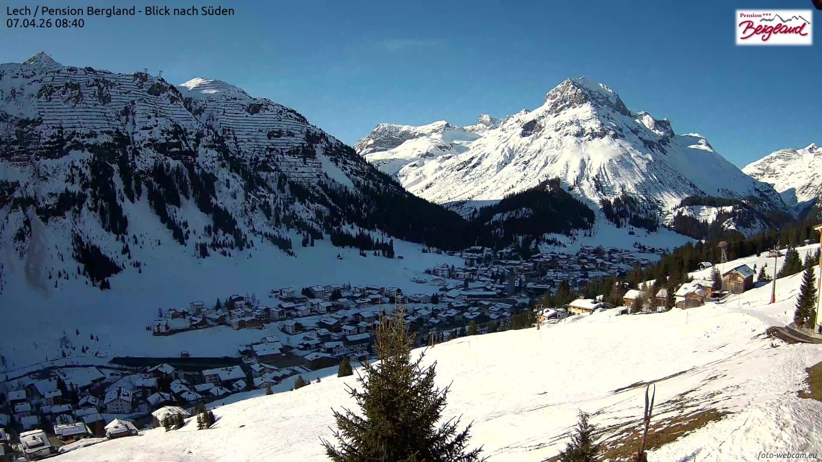 Archived image Webcam Lech am Arlberg - Guesthouse Bergland