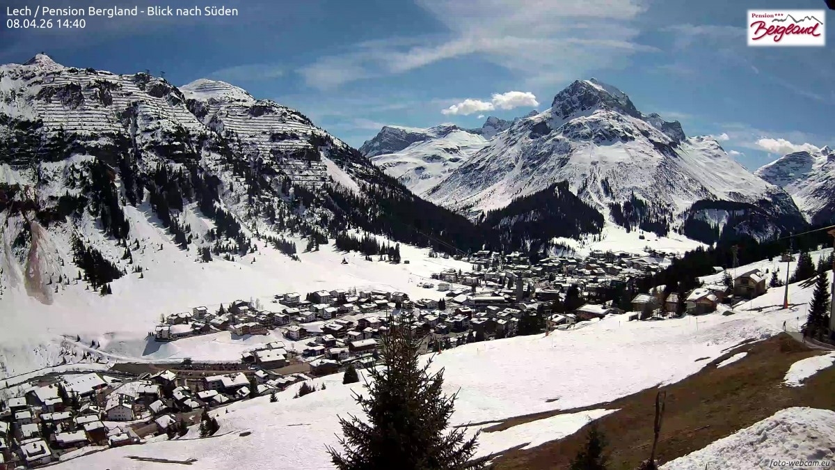 Archived image Webcam Lech am Arlberg - Guesthouse Bergland