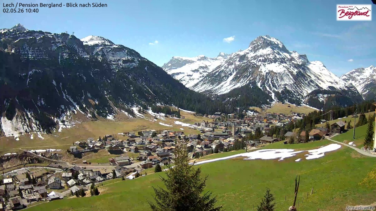 Archived image Webcam Lech am Arlberg - Guesthouse Bergland