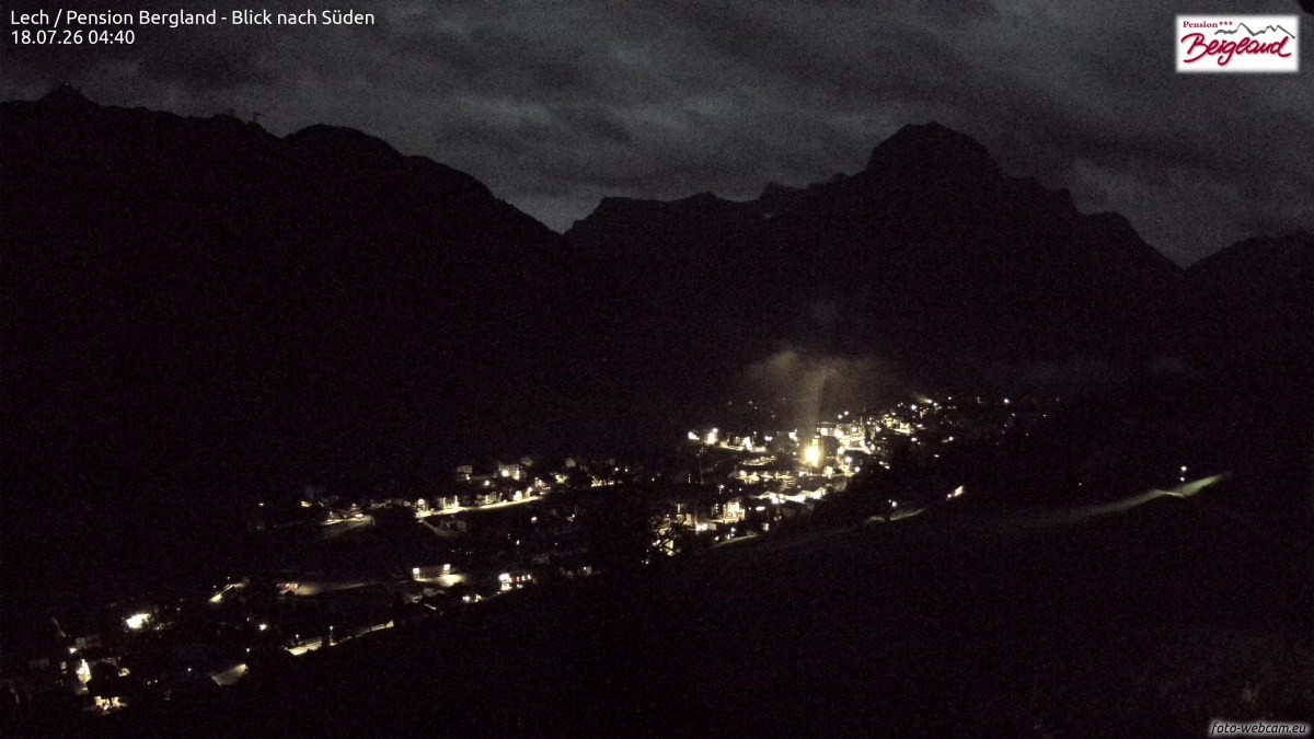 Archiv Foto Webcam Oberlech: Ausblick Pension Bergland