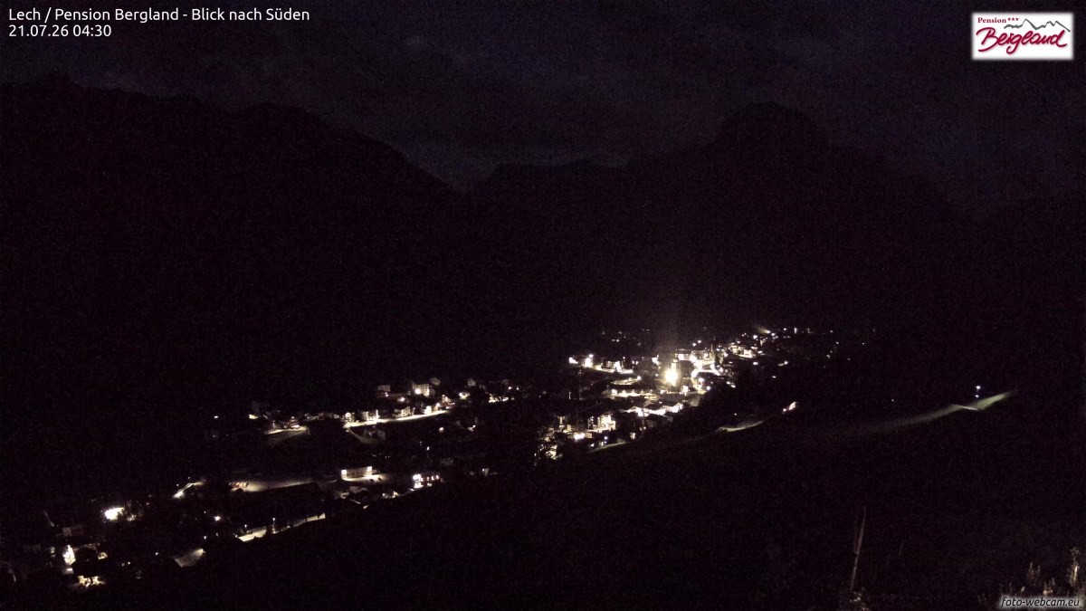 Archiv Foto Webcam Oberlech: Ausblick Pension Bergland