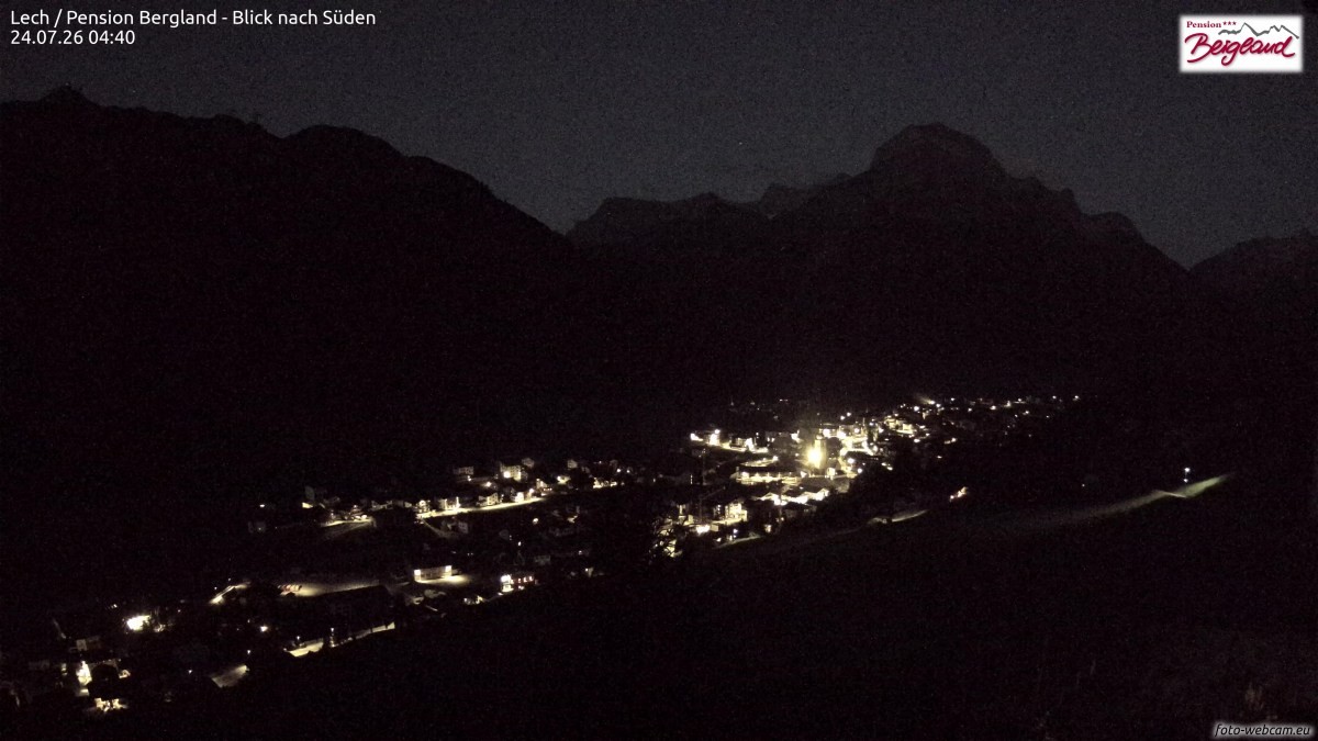 Archiv Foto Webcam Oberlech: Ausblick Pension Bergland