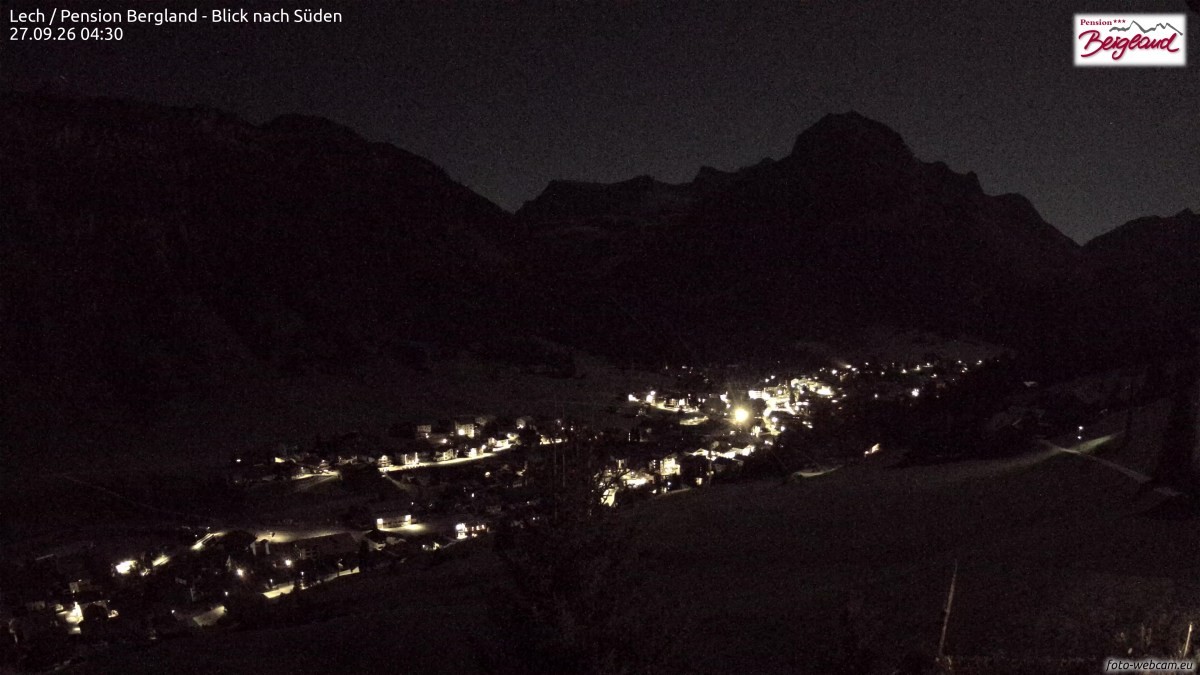 Archiv Foto Webcam Oberlech: Ausblick Pension Bergland