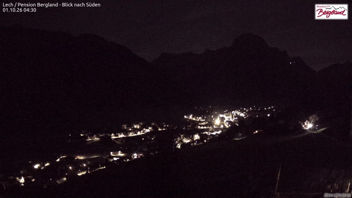 Archiv Foto Webcam Oberlech: Ausblick Pension Bergland