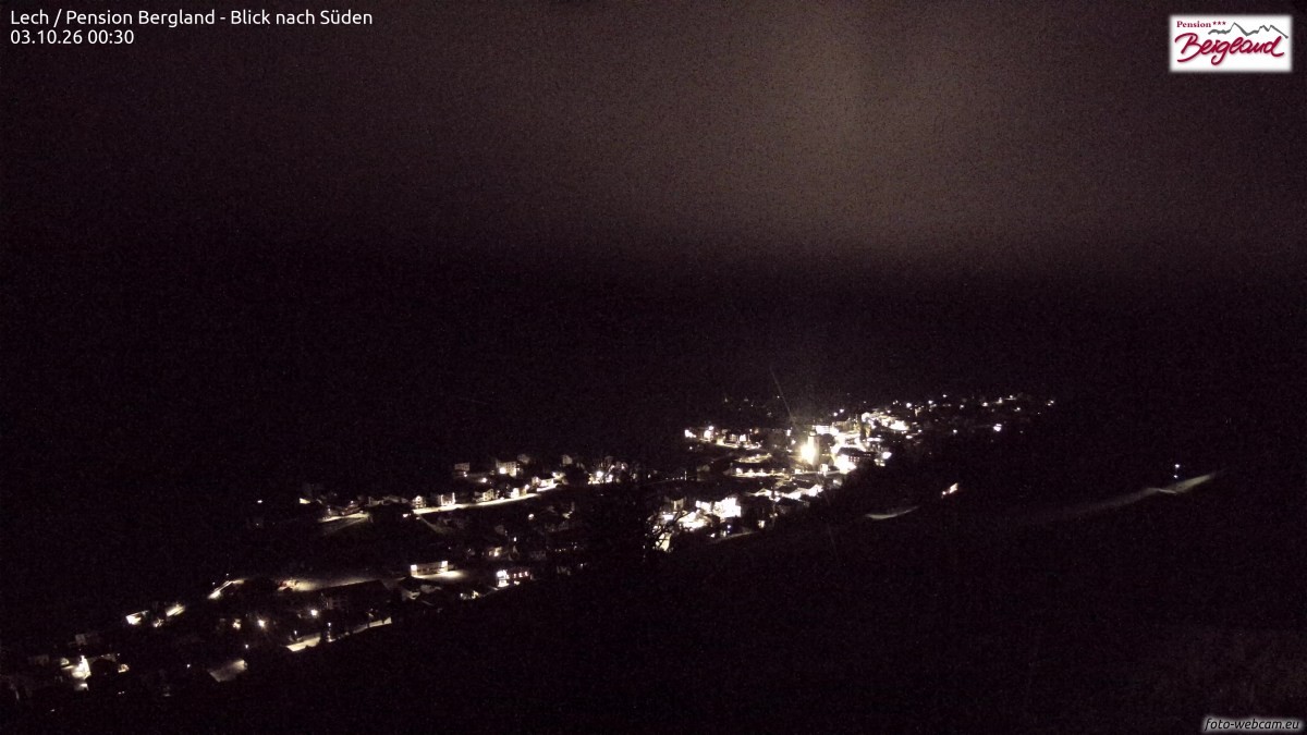 Archiv Foto Webcam Oberlech: Ausblick Pension Bergland