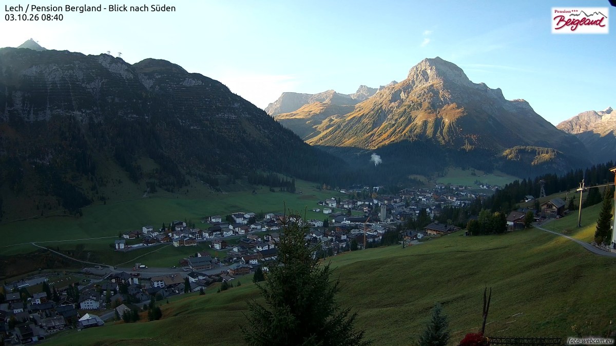 Archived image Webcam Lech am Arlberg - Guesthouse Bergland