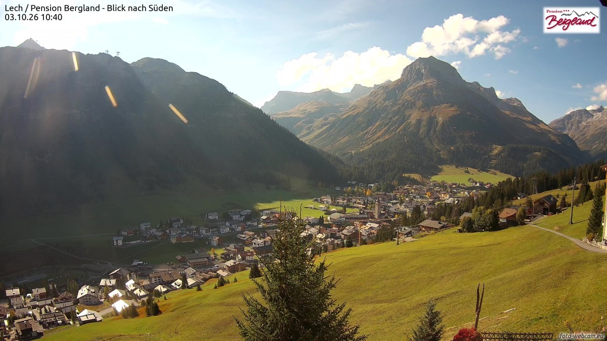 Archived image Webcam Lech am Arlberg - Guesthouse Bergland