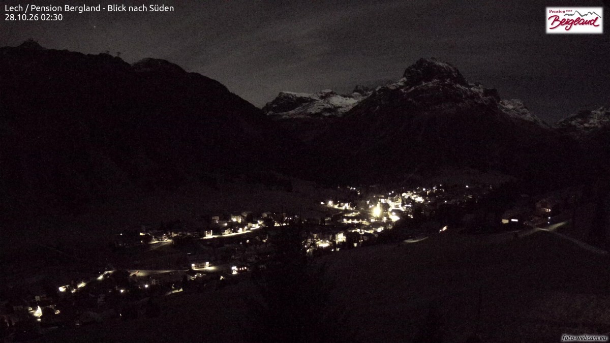 Archiv Foto Webcam Oberlech: Ausblick Pension Bergland