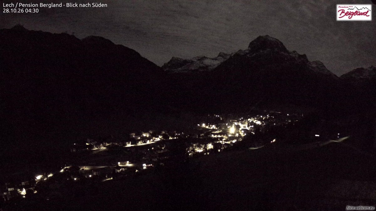 Archiv Foto Webcam Oberlech: Ausblick Pension Bergland
