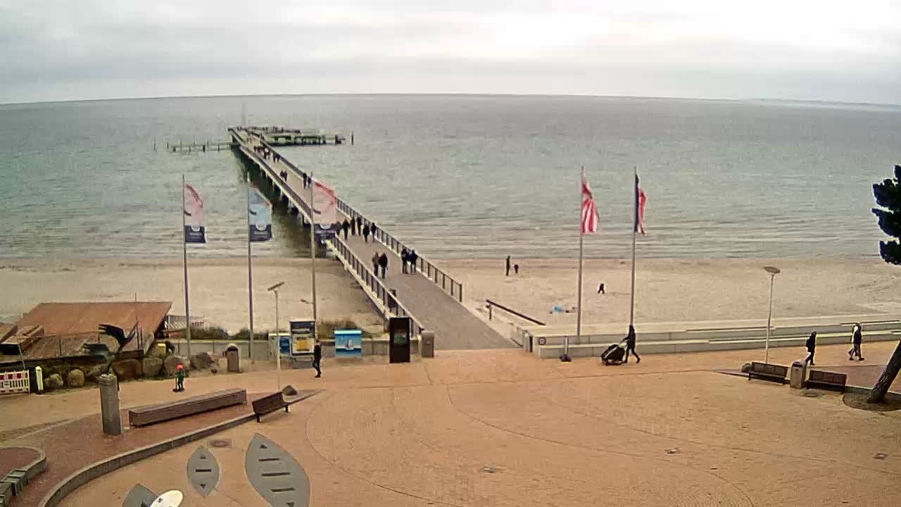 Archived image Webcam Scharbeutz: View of the beach and the Baltic Sea
