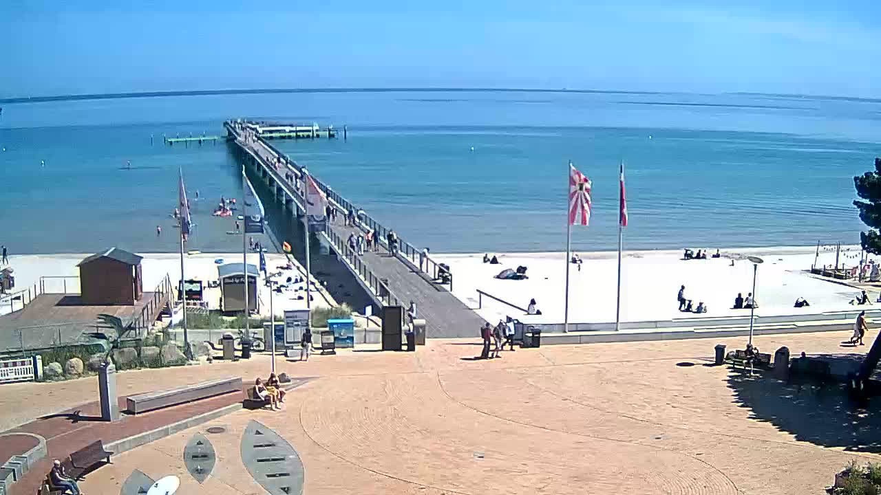 Archived image Webcam Scharbeutz: View of the beach and the Baltic Sea