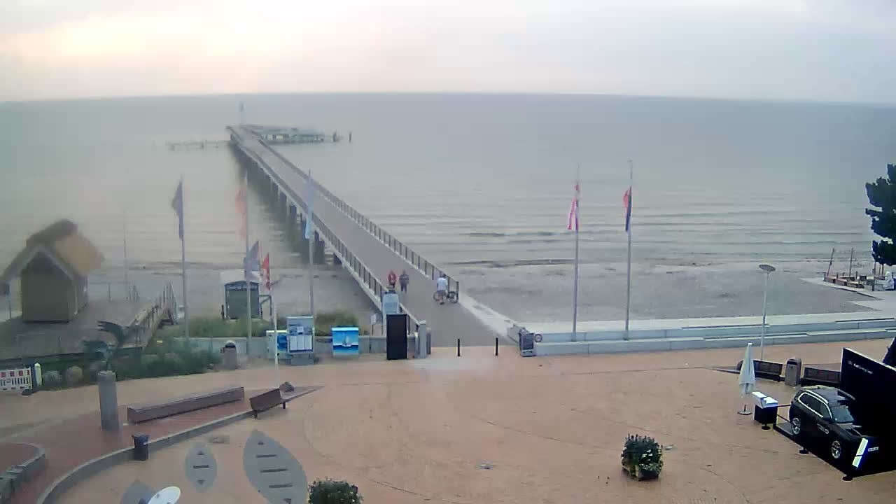 Archived image Webcam Scharbeutz: View of the beach and the Baltic Sea