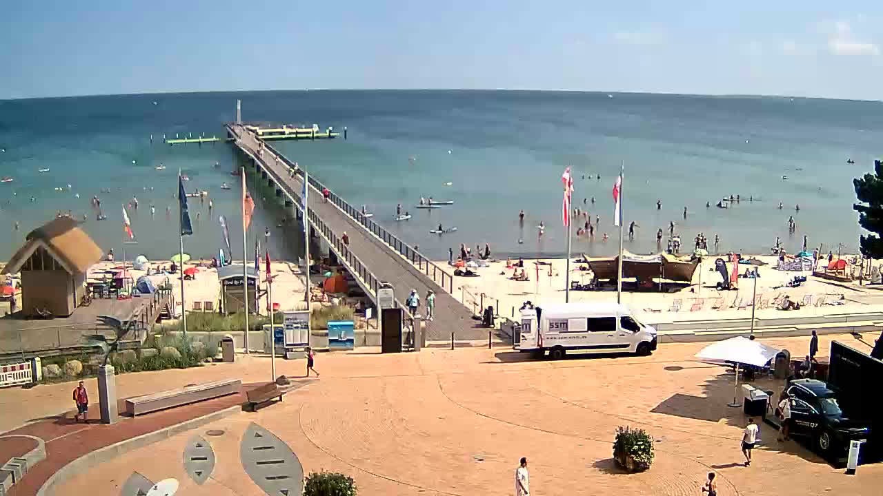 Archived image Webcam Scharbeutz: View of the beach and the Baltic Sea