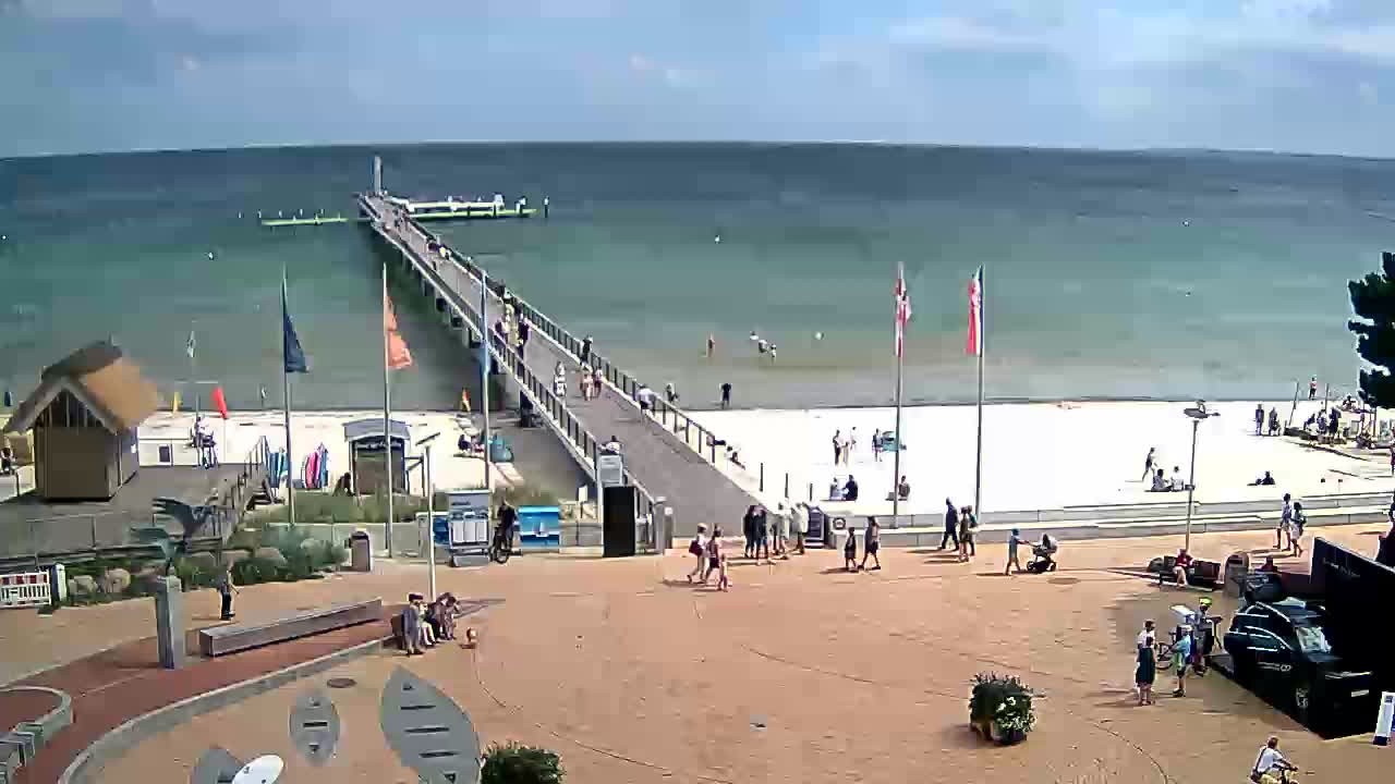 Archived image Webcam Scharbeutz: View of the beach and the Baltic Sea