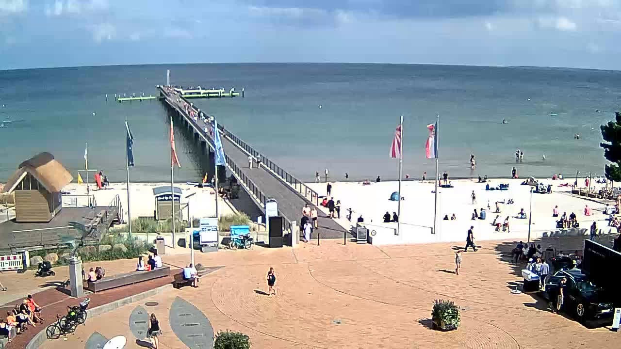 Archived image Webcam Scharbeutz: View of the beach and the Baltic Sea