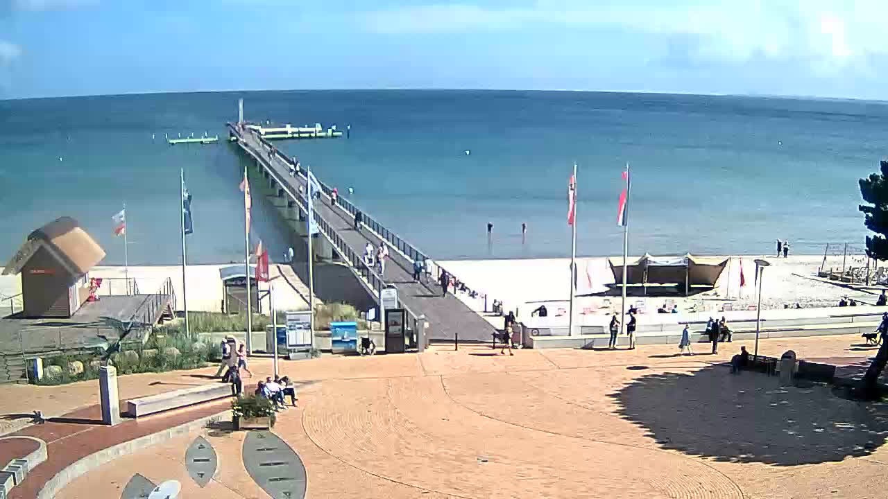 Archived image Webcam Scharbeutz: View of the beach and the Baltic Sea