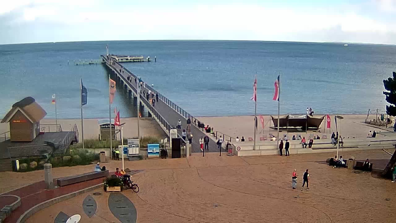Archived image Webcam Scharbeutz: View of the beach and the Baltic Sea