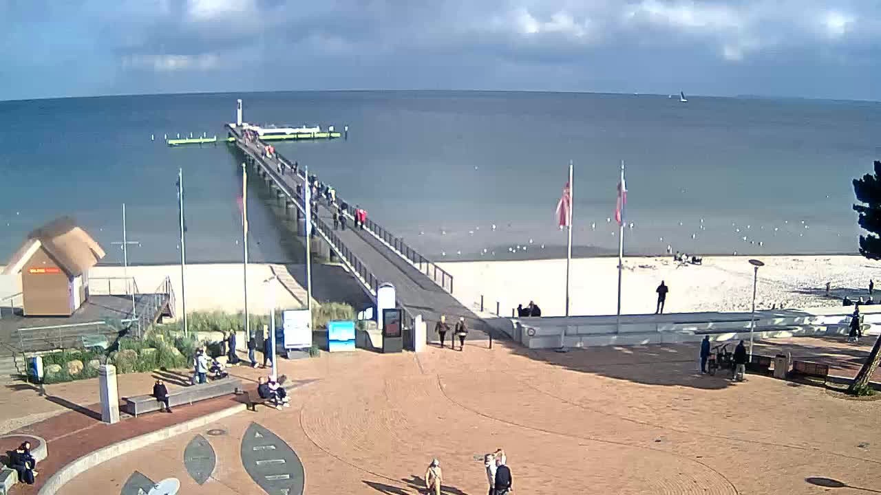 Archived image Webcam Scharbeutz: View of the beach and the Baltic Sea