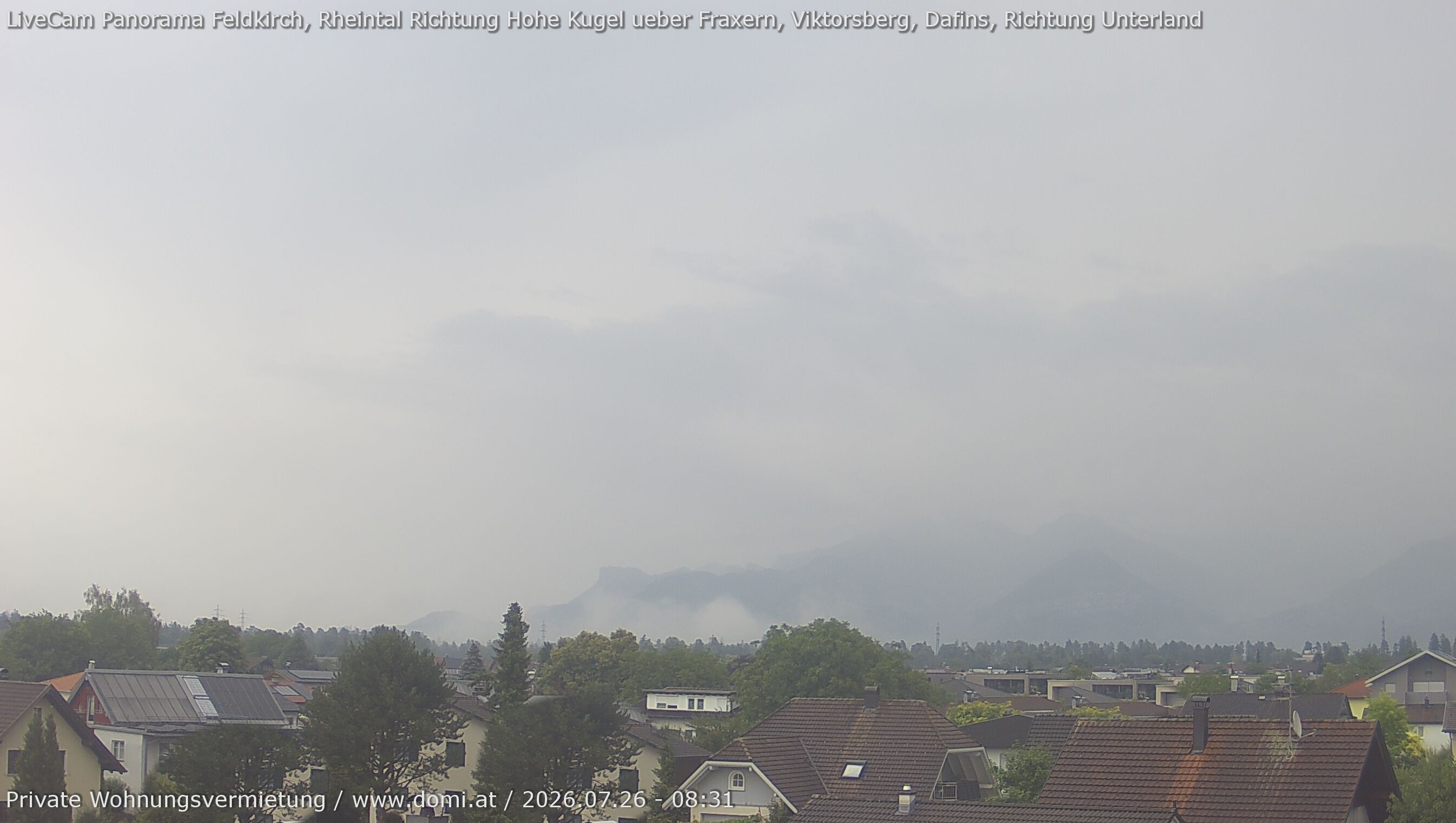 Archived image Webcam View from Feldkirch over the Rhine Valley to the Hohe Kugel