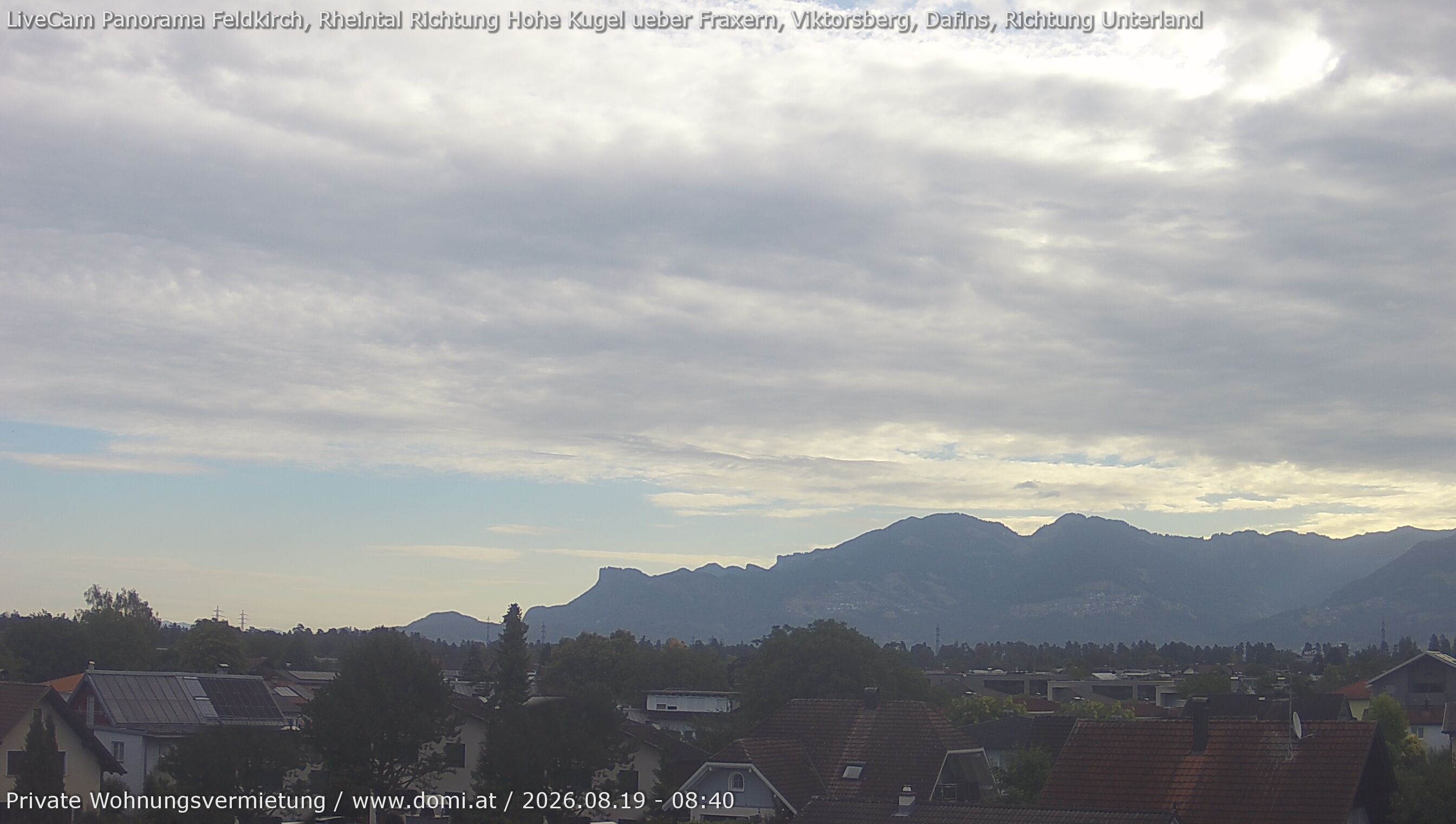 Archived image Webcam View from Feldkirch over the Rhine Valley to the Hohe Kugel