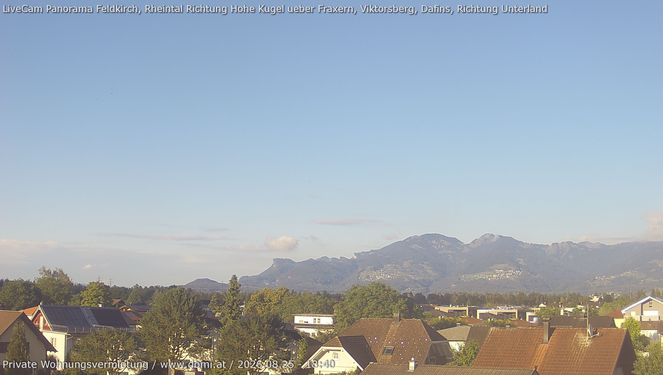 Archived image Webcam View from Feldkirch over the Rhine Valley to the Hohe Kugel