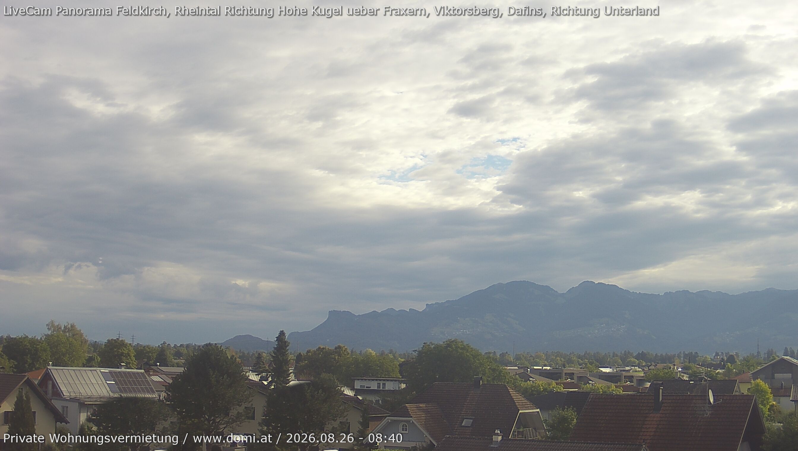 Archived image Webcam View from Feldkirch over the Rhine Valley to the Hohe Kugel