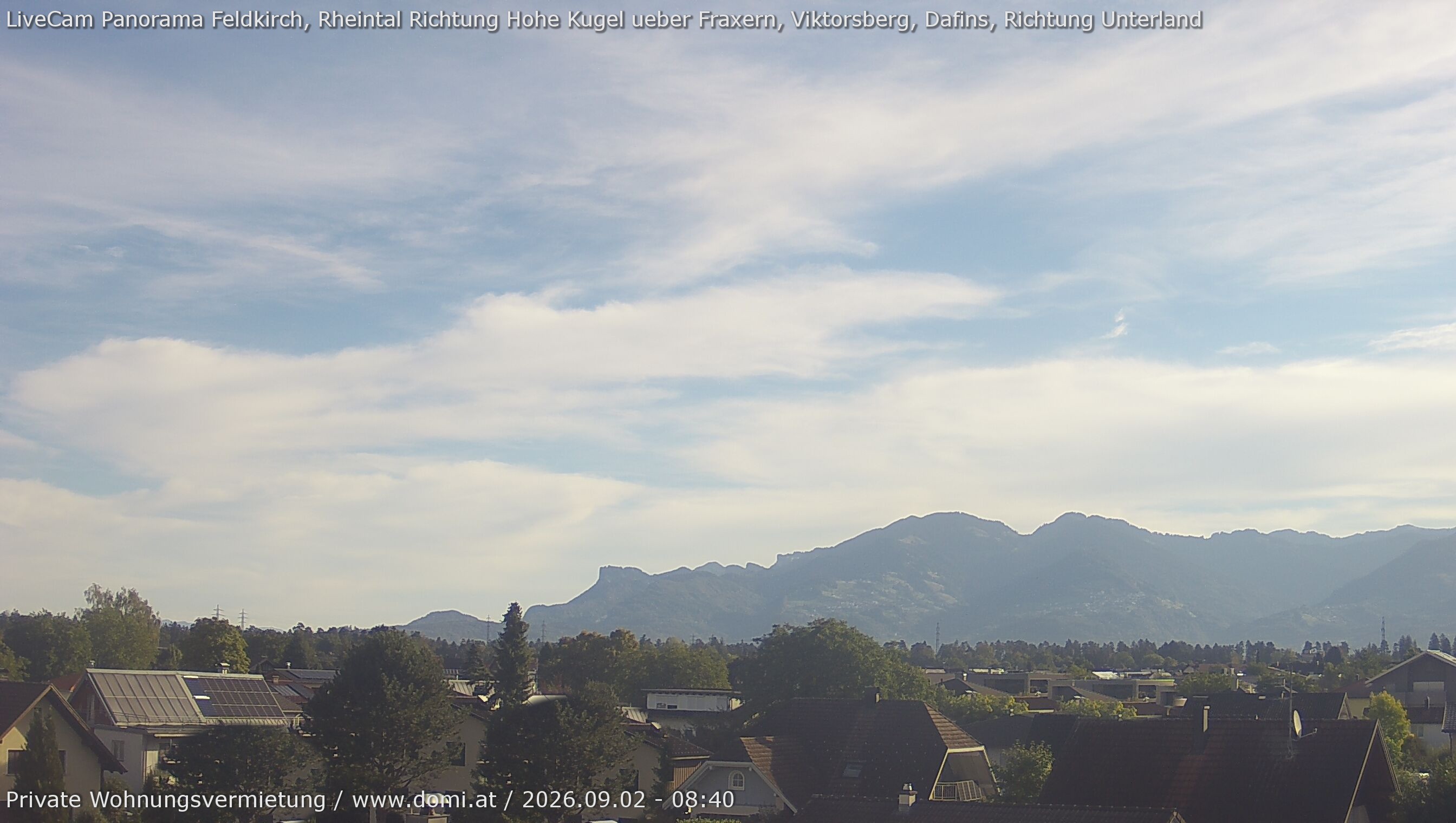 Archived image Webcam View from Feldkirch over the Rhine Valley to the Hohe Kugel