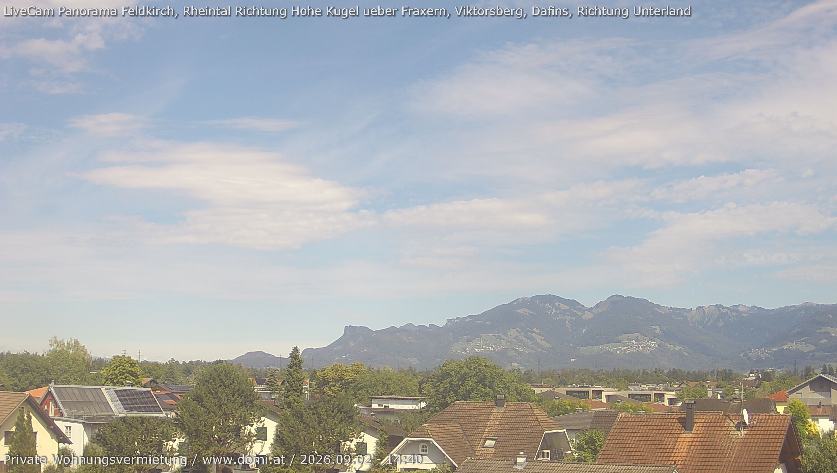 Archived image Webcam View from Feldkirch over the Rhine Valley to the Hohe Kugel