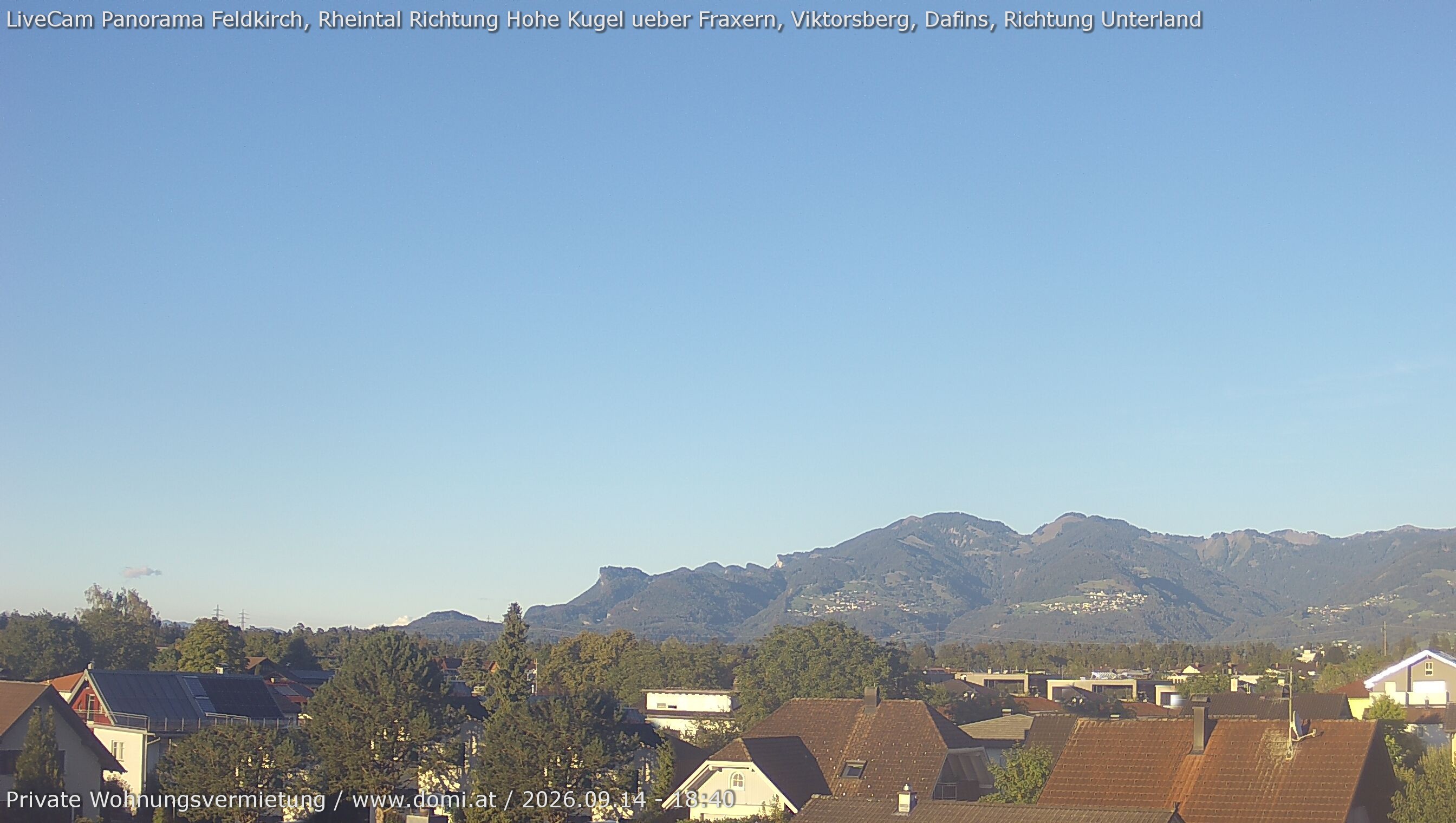 Archiv Foto Webcam Ausblick von Feldkirch über das Rheintal auf die Hohe Kugel