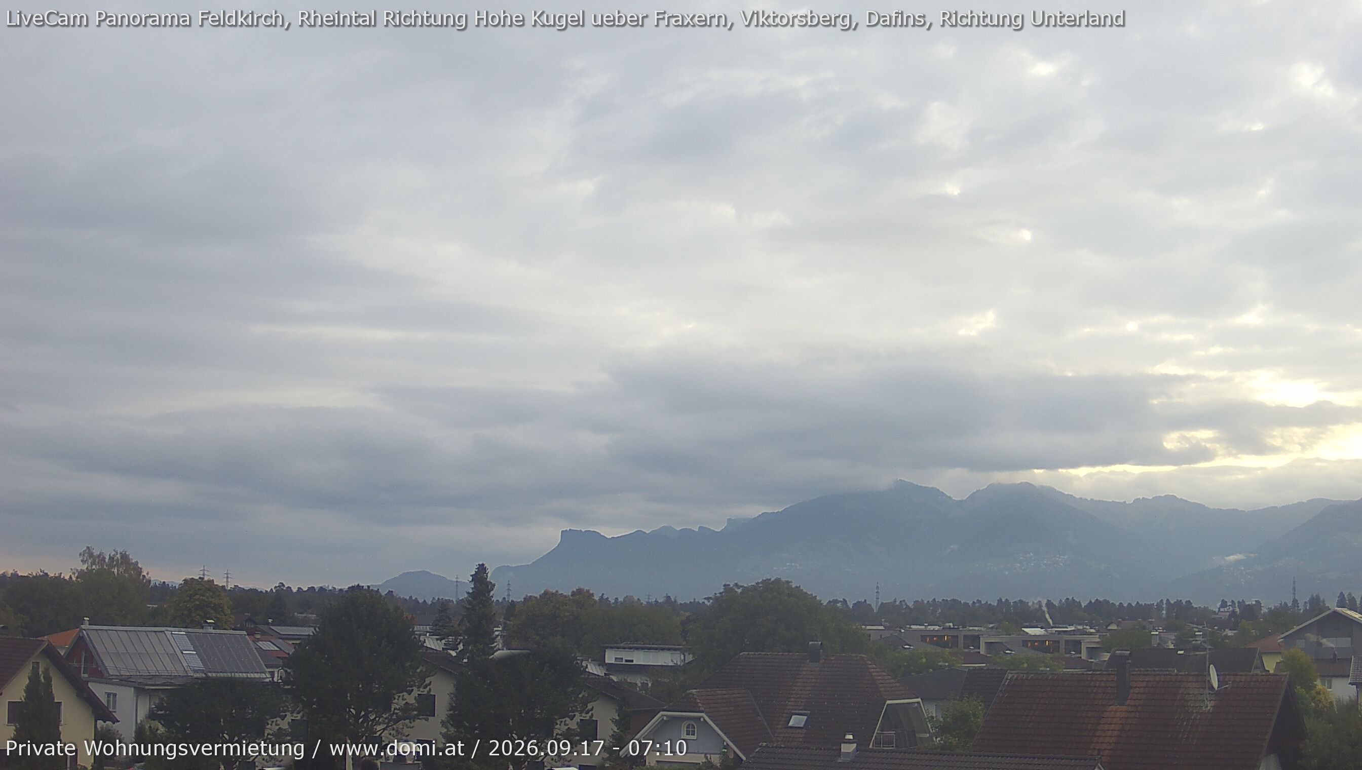 Archived image Webcam View from Feldkirch over the Rhine Valley to the Hohe Kugel
