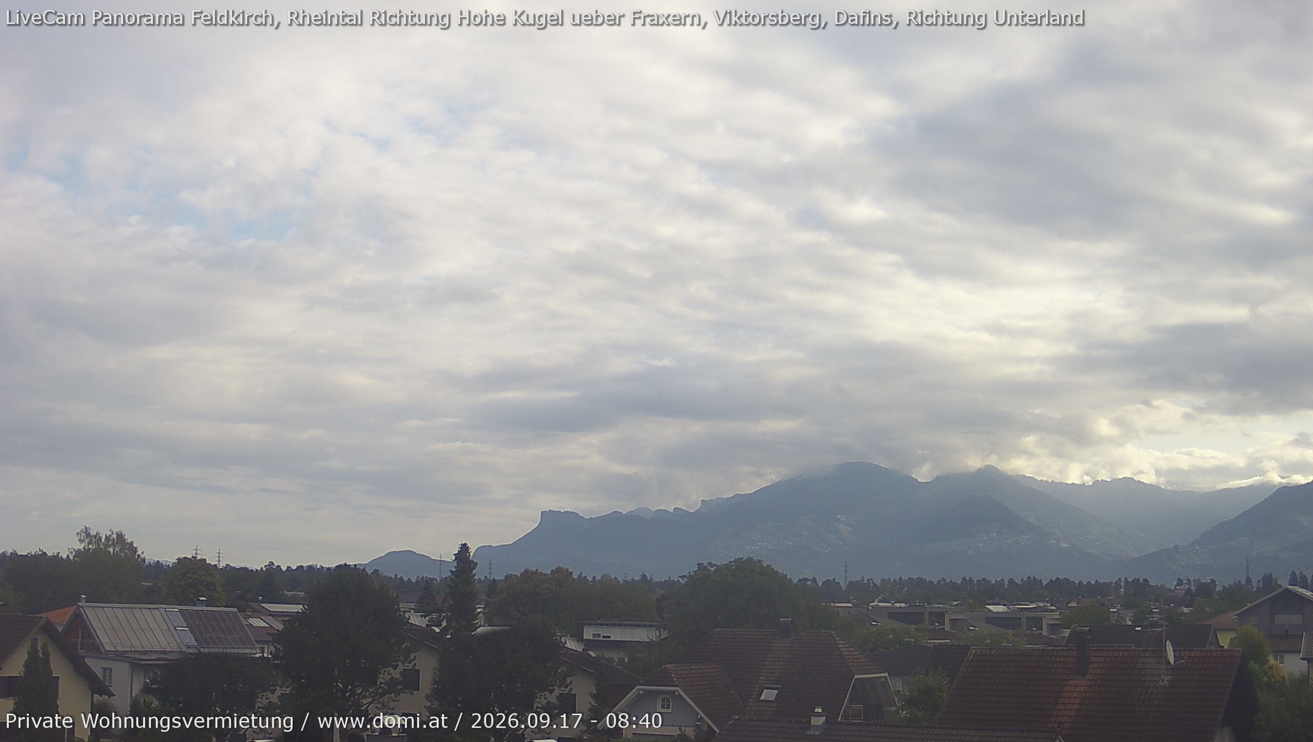 Archived image Webcam View from Feldkirch over the Rhine Valley to the Hohe Kugel