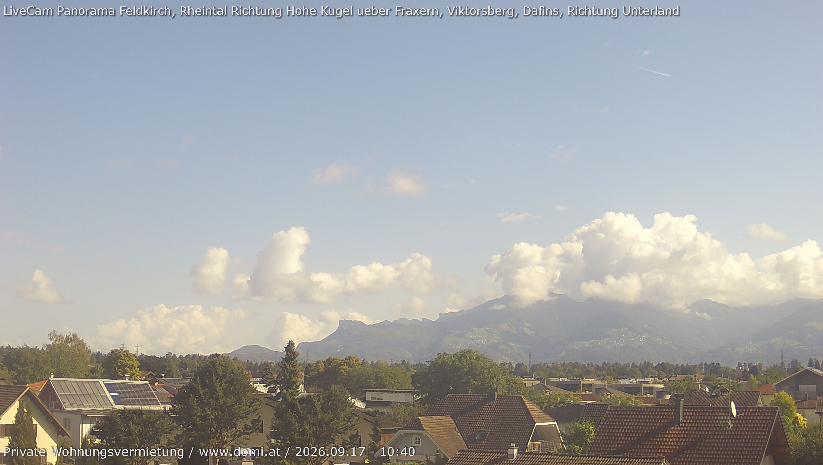 Archived image Webcam View from Feldkirch over the Rhine Valley to the Hohe Kugel