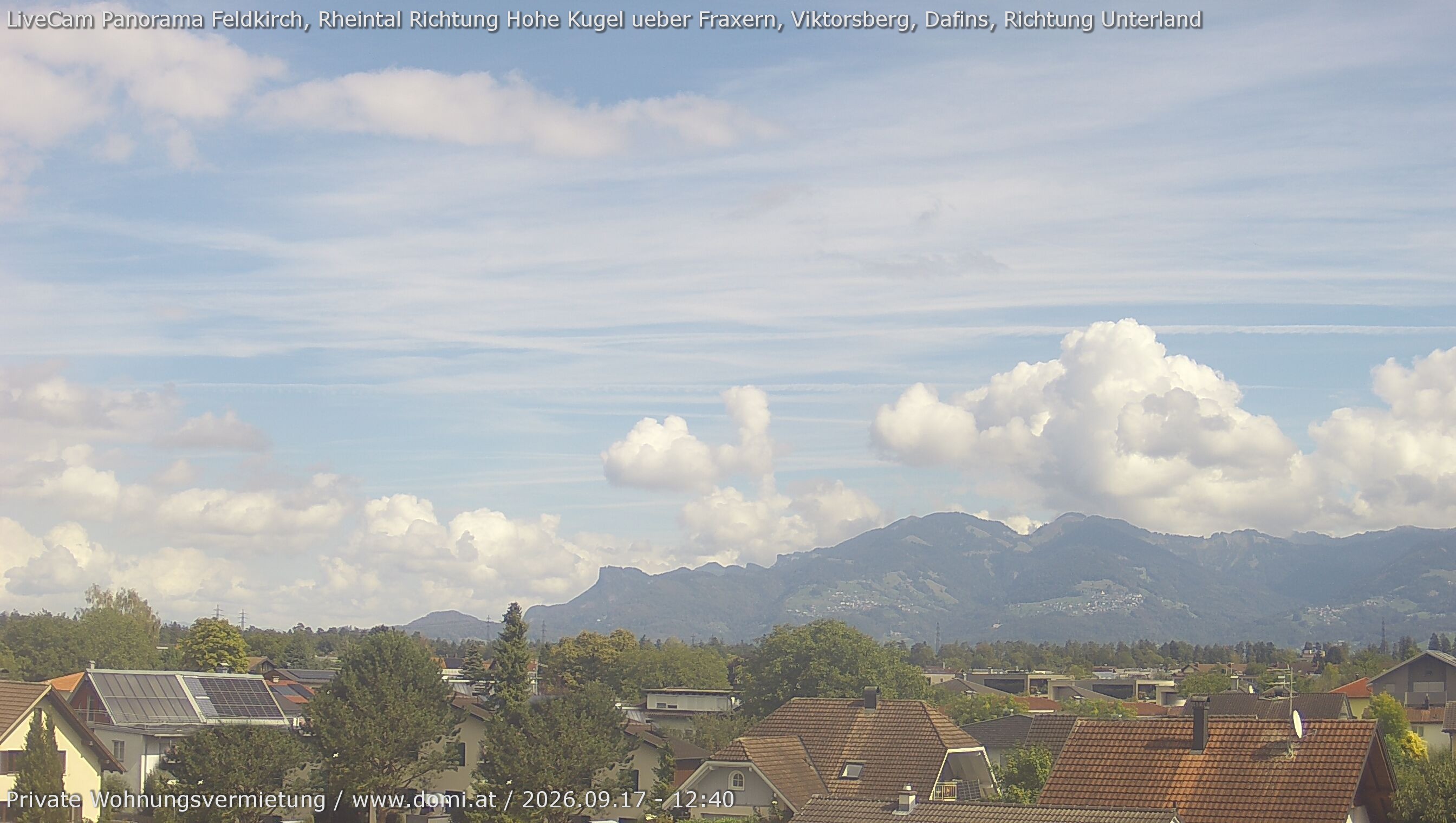 Archived image Webcam View from Feldkirch over the Rhine Valley to the Hohe Kugel