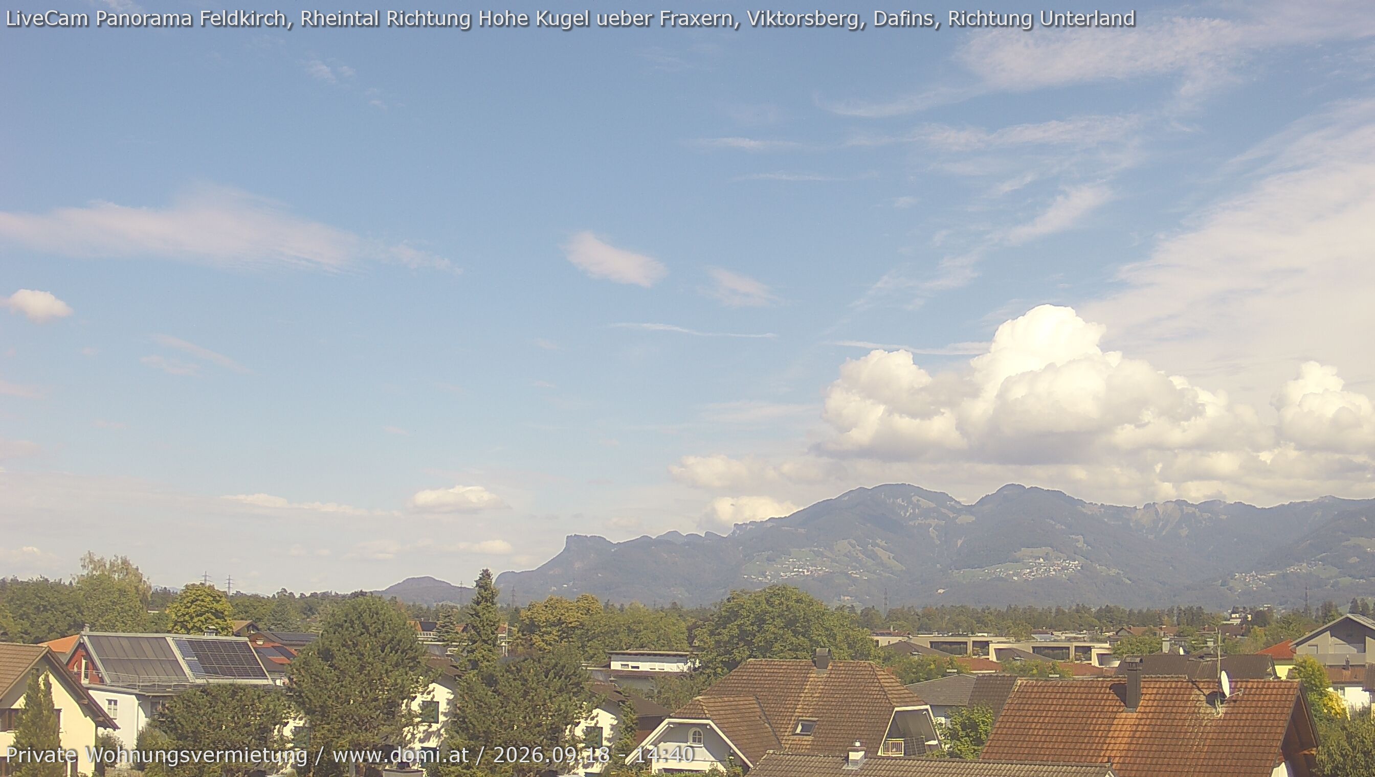 Archiv Foto Webcam Ausblick von Feldkirch über das Rheintal auf die Hohe Kugel