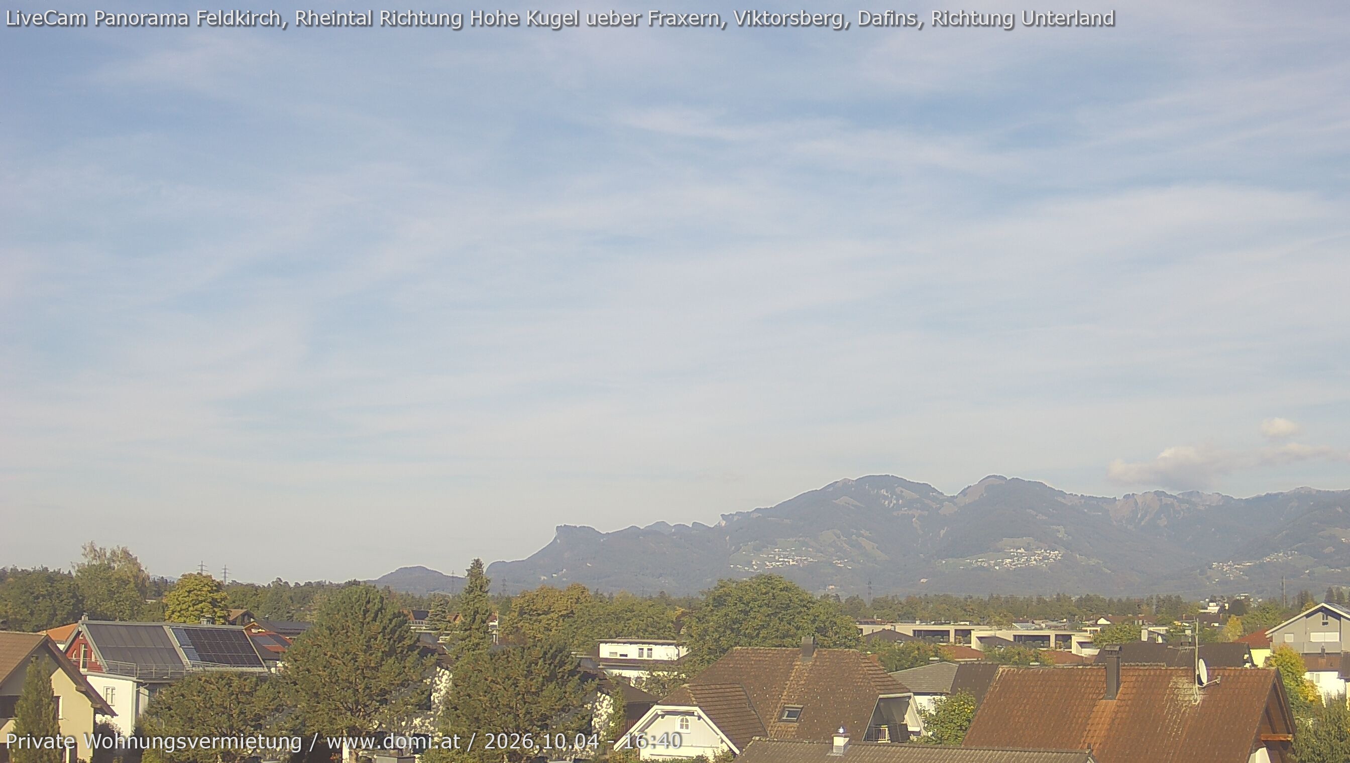 Archiv Foto Webcam Ausblick von Feldkirch über das Rheintal auf die Hohe Kugel
