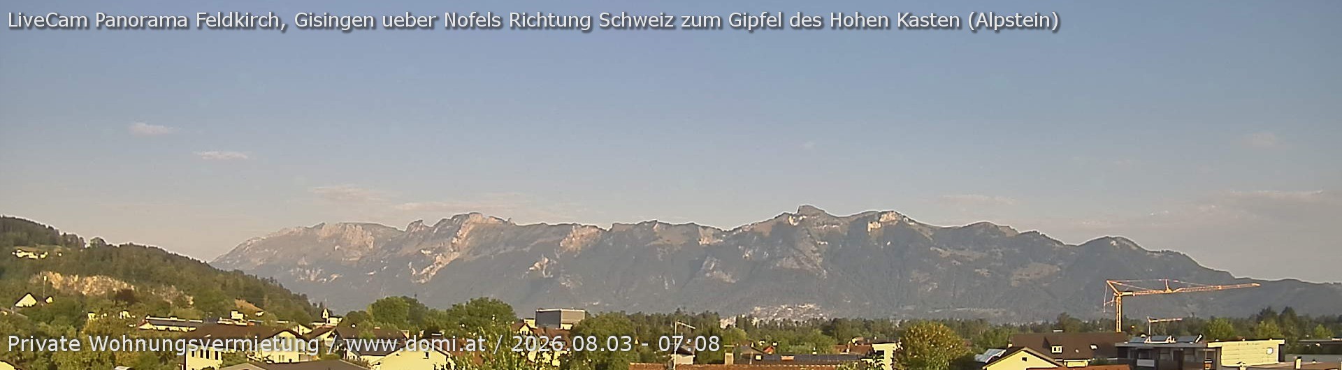 Archiv Foto Webcam Ausblick über Gisingen auf Hohen Kasten