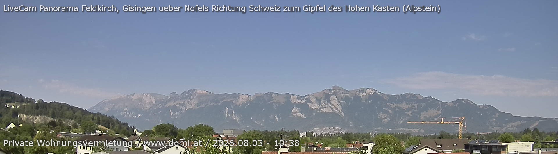 Archiv Foto Webcam Ausblick über Gisingen auf Hohen Kasten