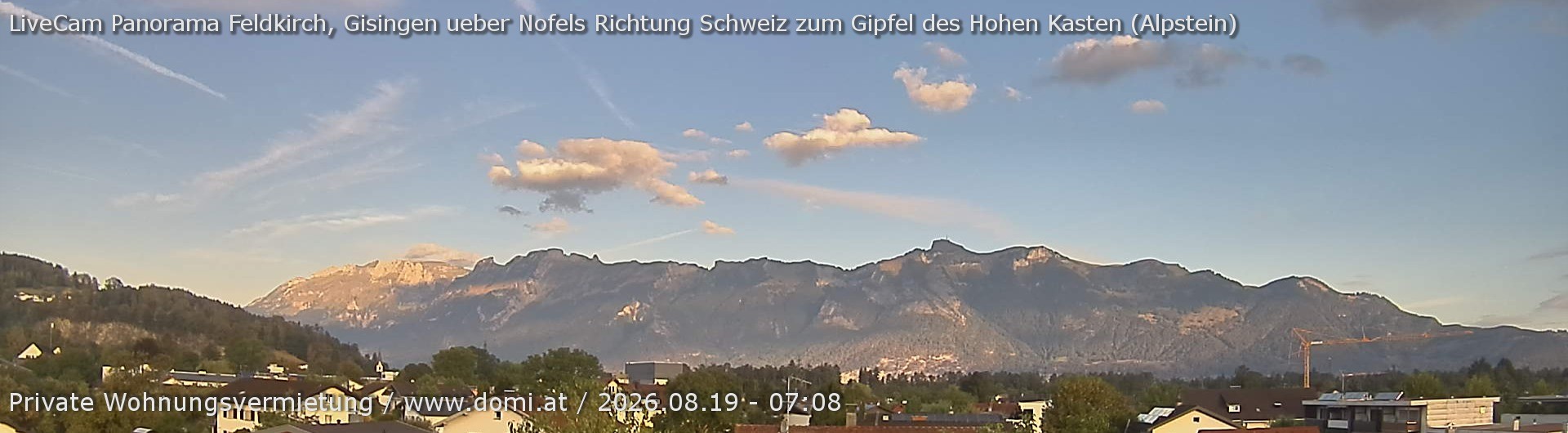 Archiv Foto Webcam Ausblick über Gisingen auf Hohen Kasten