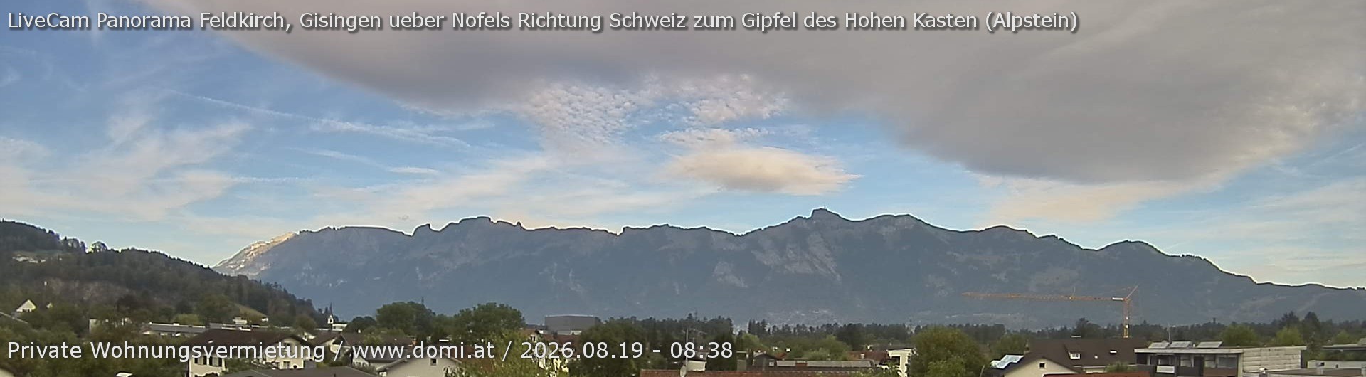 Archiv Foto Webcam Ausblick über Gisingen auf Hohen Kasten