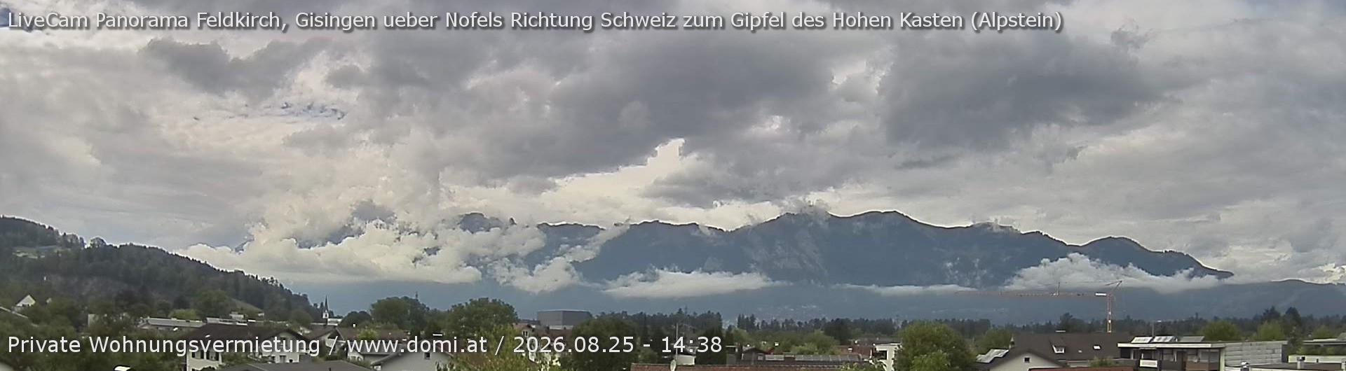Archiv Foto Webcam Ausblick über Gisingen auf Hohen Kasten