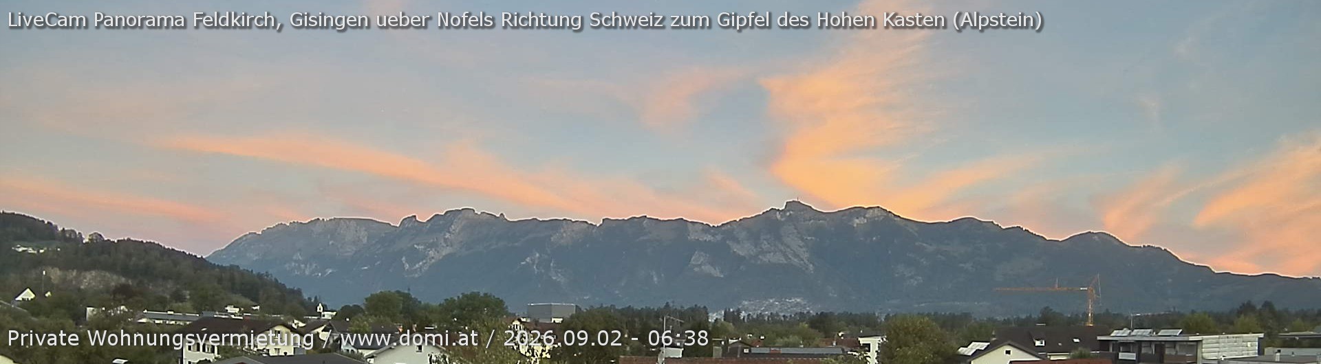 Archiv Foto Webcam Ausblick über Gisingen auf Hohen Kasten