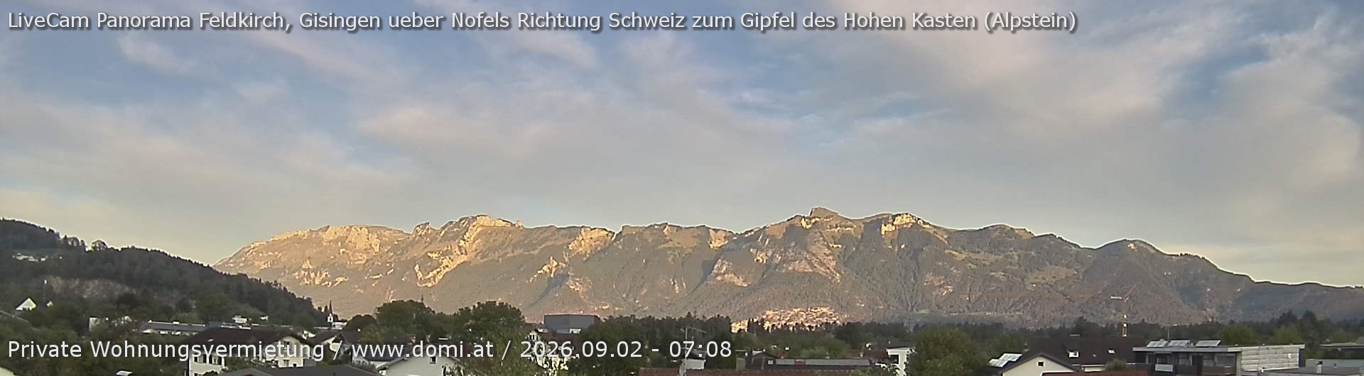 Archiv Foto Webcam Ausblick über Gisingen auf Hohen Kasten