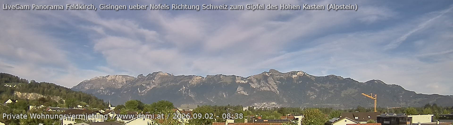 Archiv Foto Webcam Ausblick über Gisingen auf Hohen Kasten