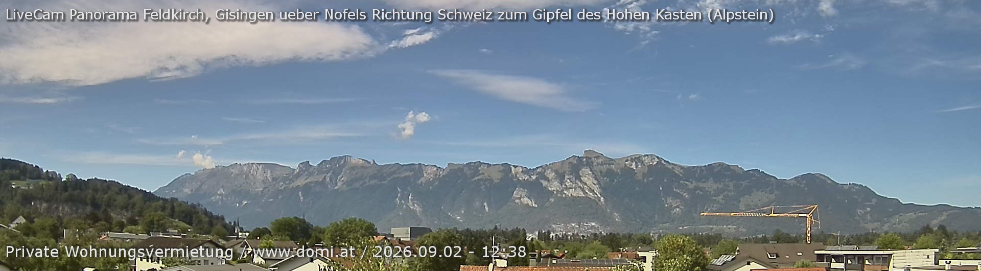 Archiv Foto Webcam Ausblick über Gisingen auf Hohen Kasten