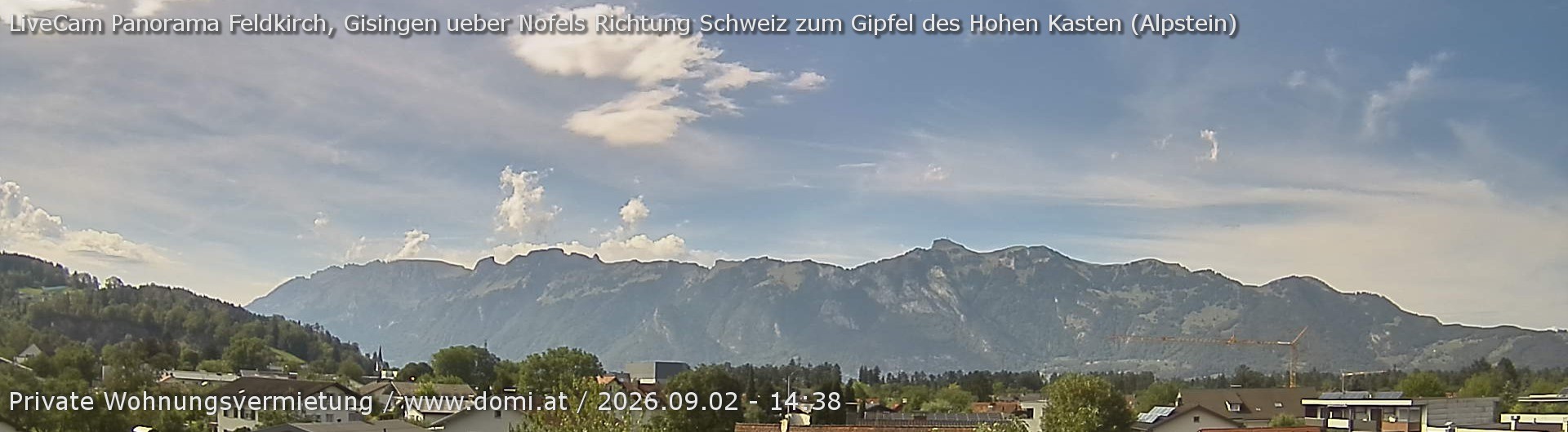 Archiv Foto Webcam Ausblick über Gisingen auf Hohen Kasten