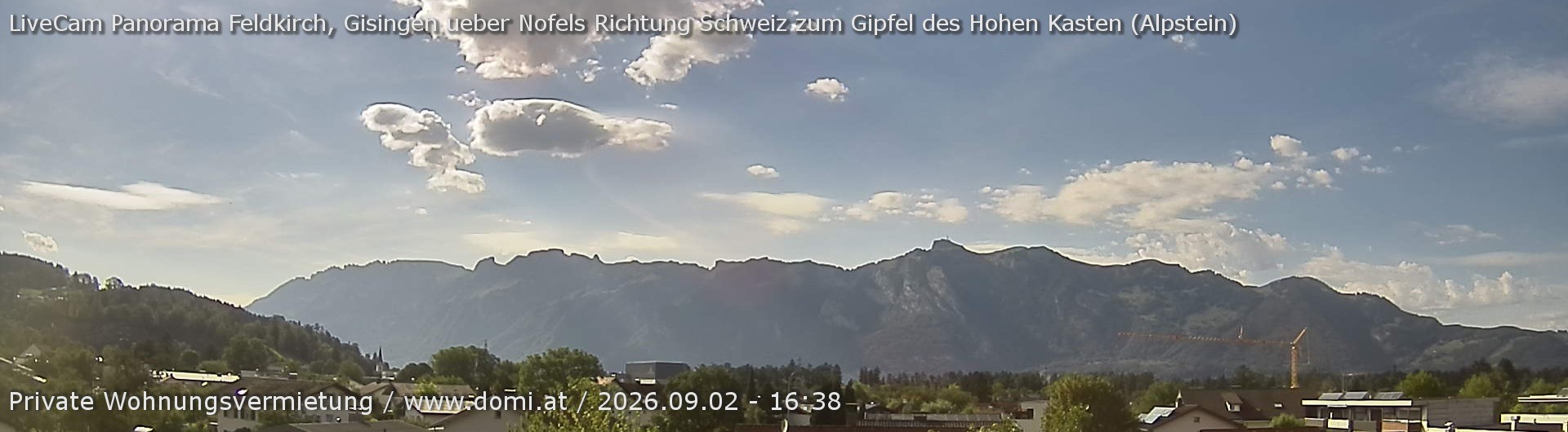 Archiv Foto Webcam Ausblick über Gisingen auf Hohen Kasten
