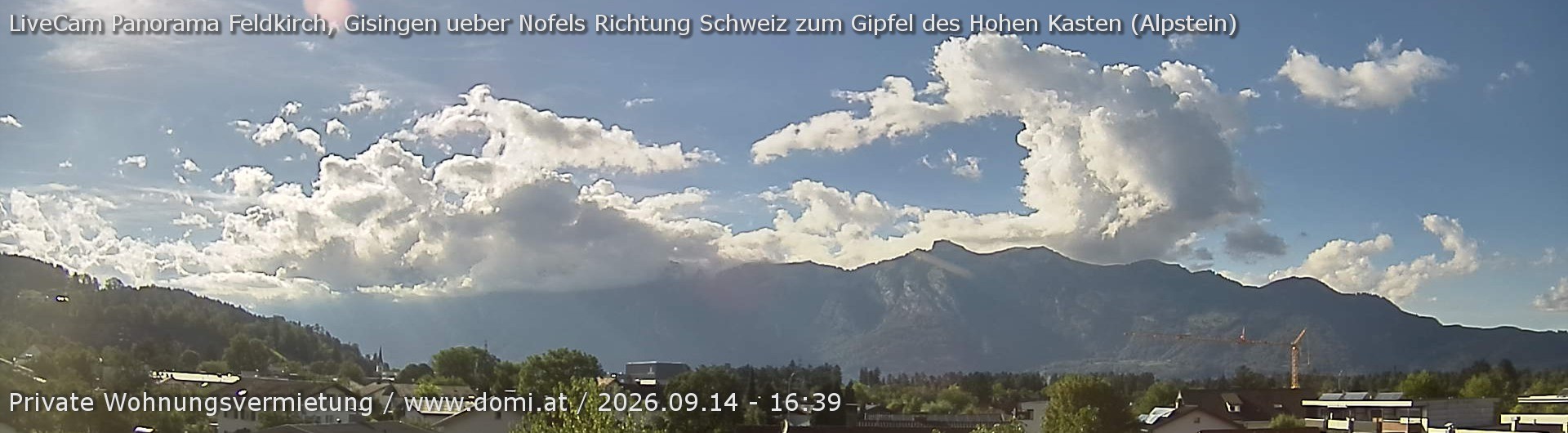 Archiv Foto Webcam Ausblick über Gisingen auf Hohen Kasten