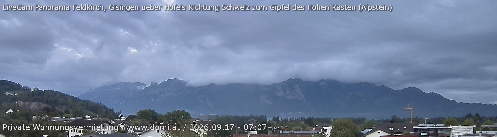 Archiv Foto Webcam Ausblick über Gisingen auf Hohen Kasten