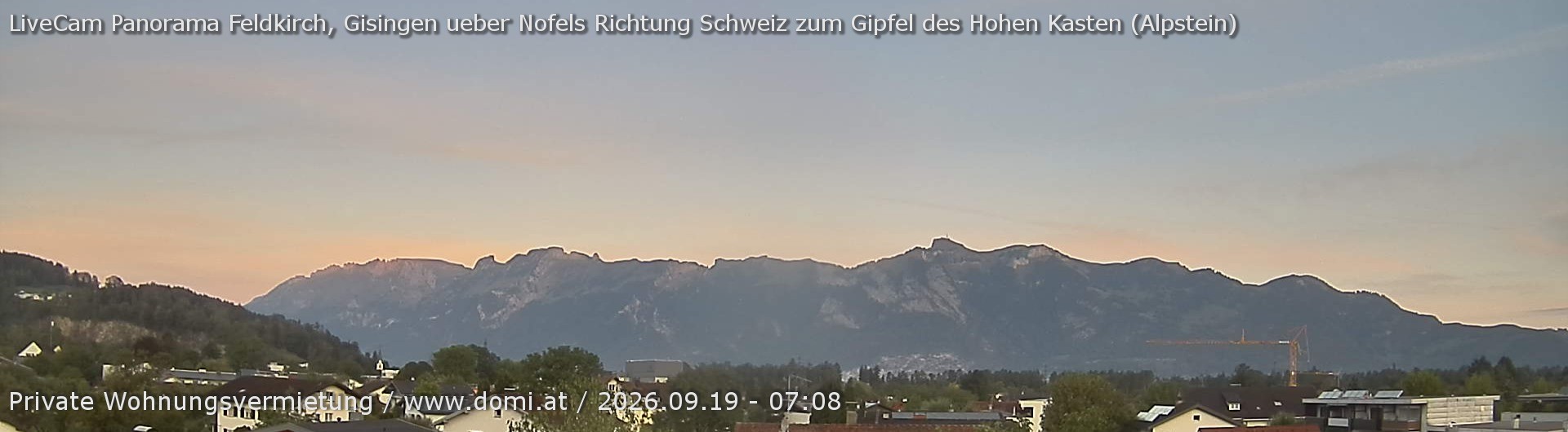 Archiv Foto Webcam Ausblick über Gisingen auf Hohen Kasten